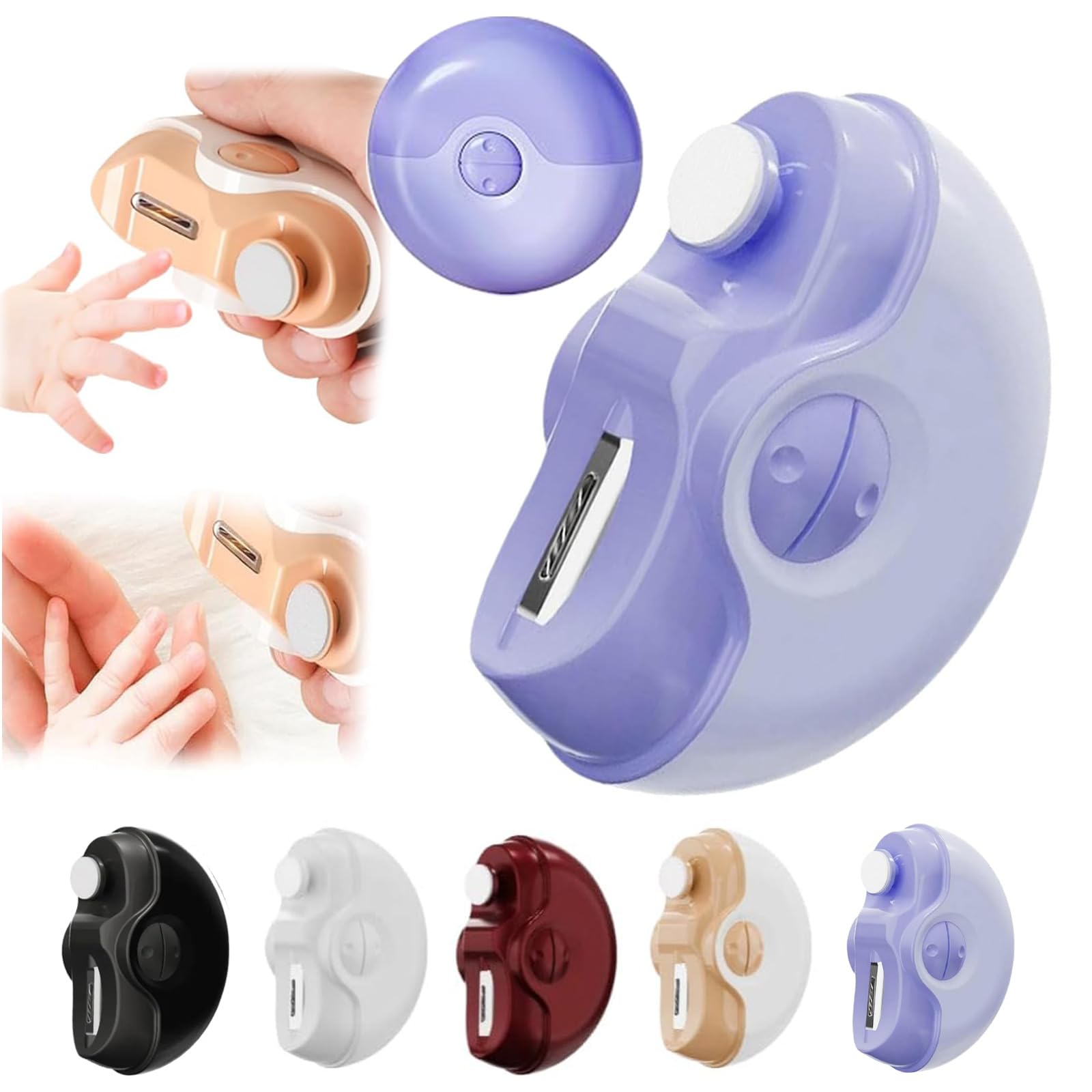 2 in 1 Electric Nail Clipper & Polisher with Storage - Automatic Nail Trimmer for Kids, Adults & Seniors - 2024 Upgraded Purple Nail Care Kit for Home & Travel Use