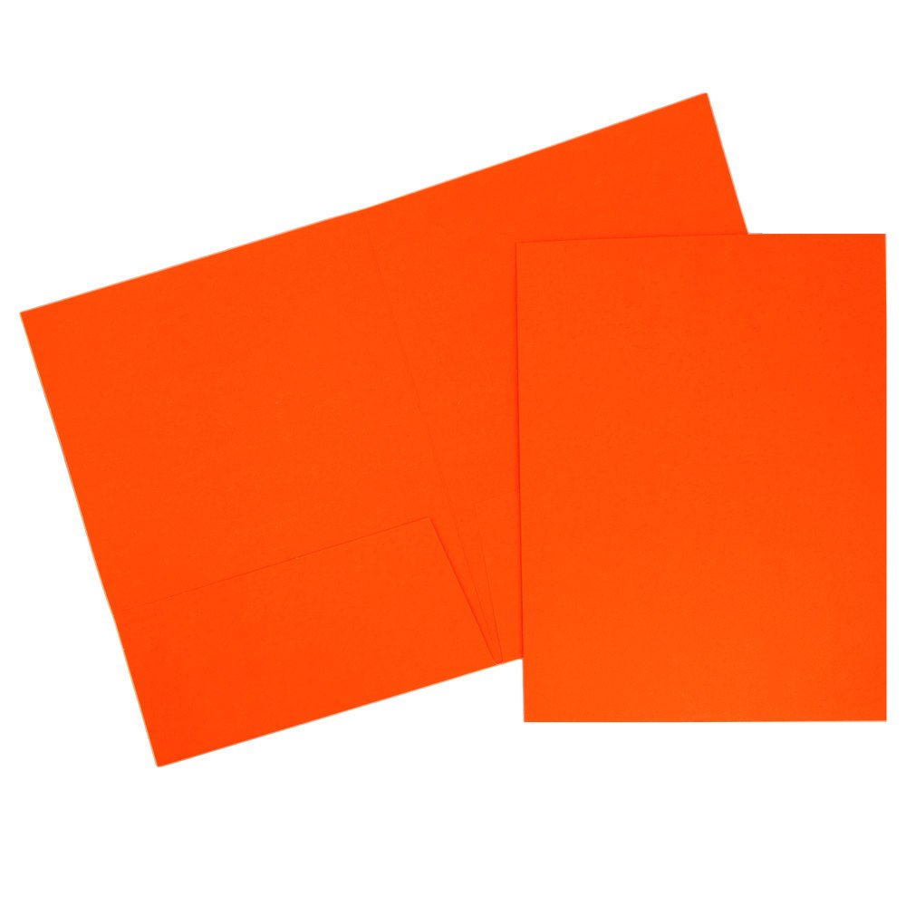 Vibrant Two-Pocket Matte Cardstock Folders - Neon Orange - 120 Pack | Durable File Folders for School, Office & Home Organization | JAM PAPER