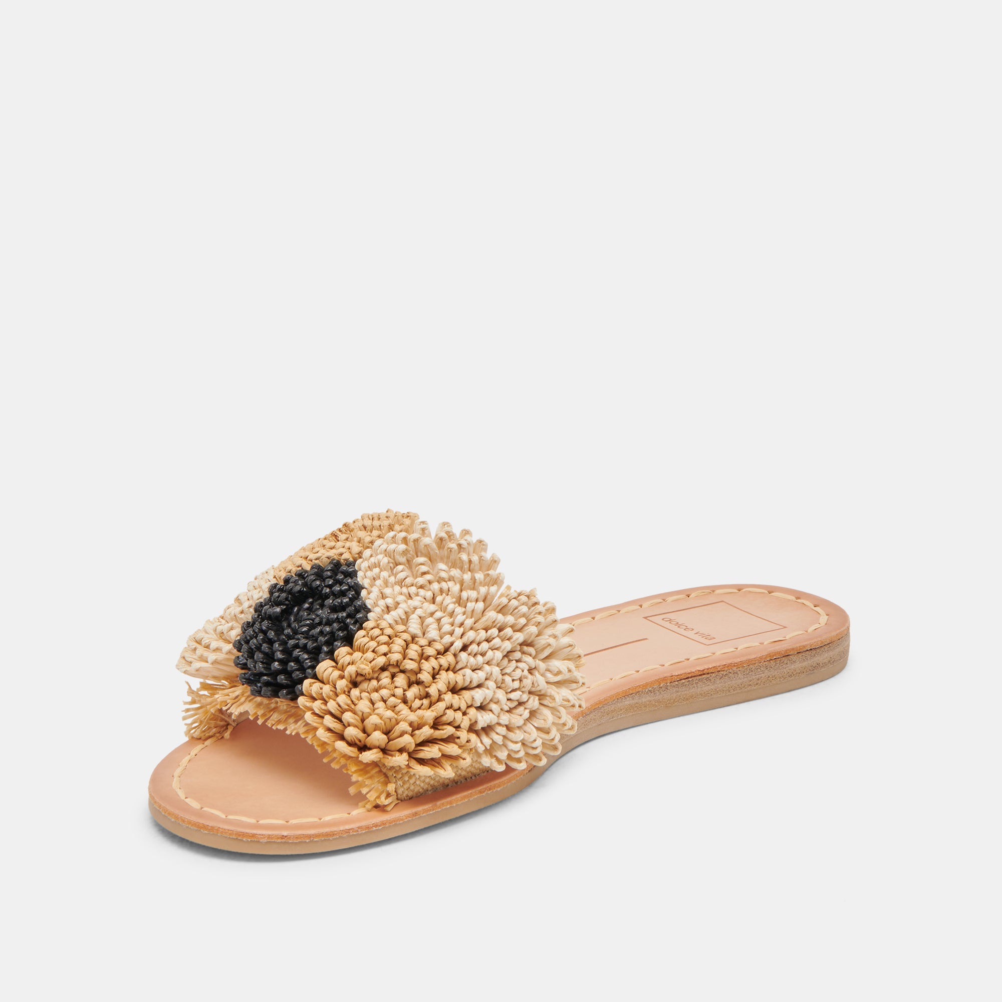 DANELA Women's Black Natural Raffia Sandals - Comfortable Summer Beach Sandals for Walking, Travel & Vacation