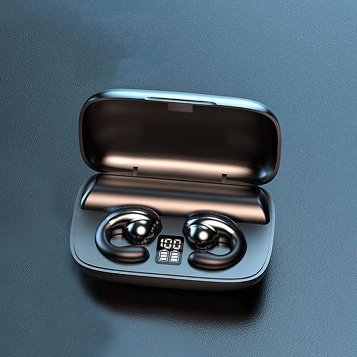 Homepatche Wireless Earbuds with LED Display Charging Case - Bone Conduction Bluetooth 5.3 Headphones, Touch Control Noise Cancelling for Cycling, Driving, Running & Workout - Sweatproof Sports Earphones for Active Lifestyle