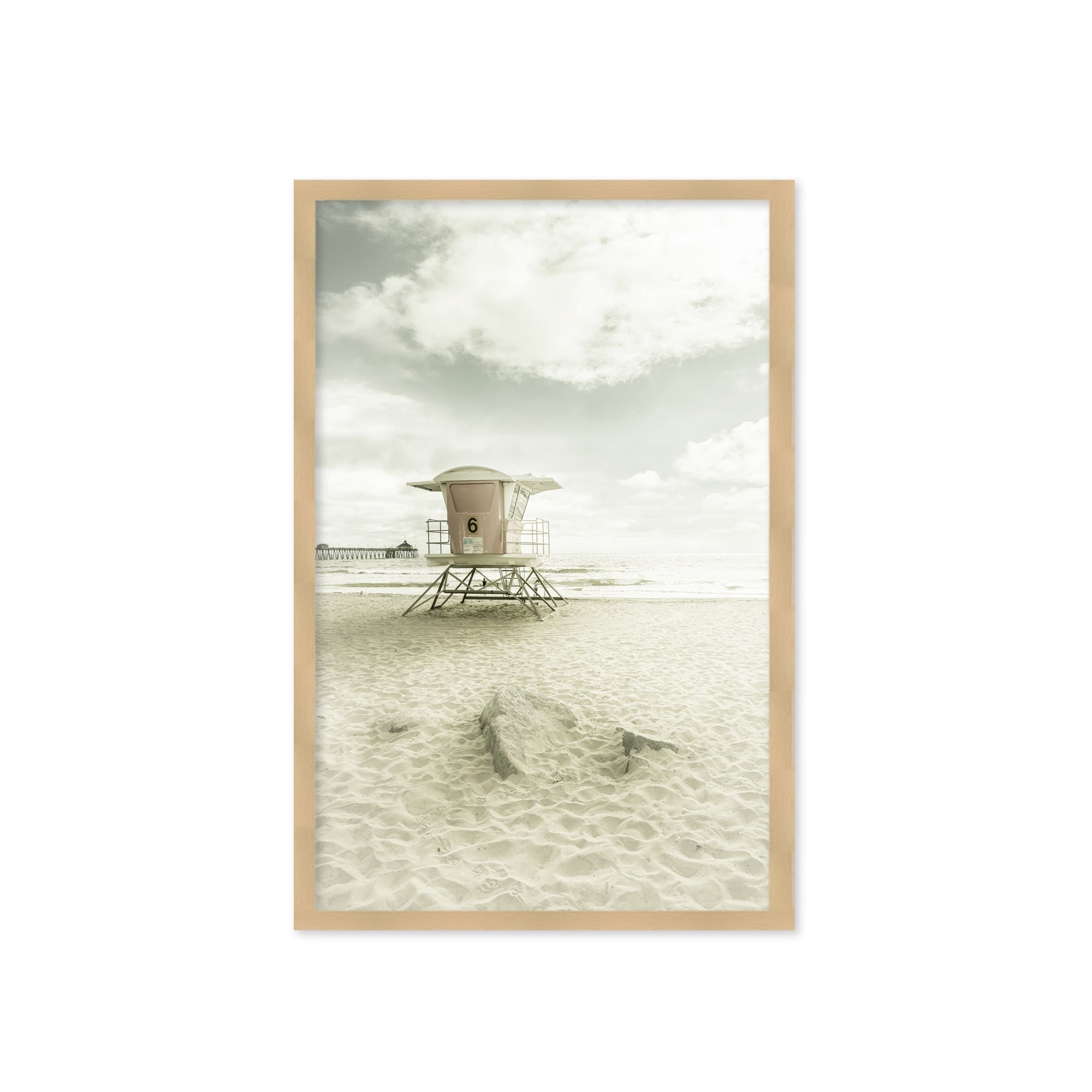 Vintage Imperial Beach Framed Textured Wall Art - Coastal Decor for Living Room, Bedroom & Office - Perfect Beach House Wall Hanging for Home Decor