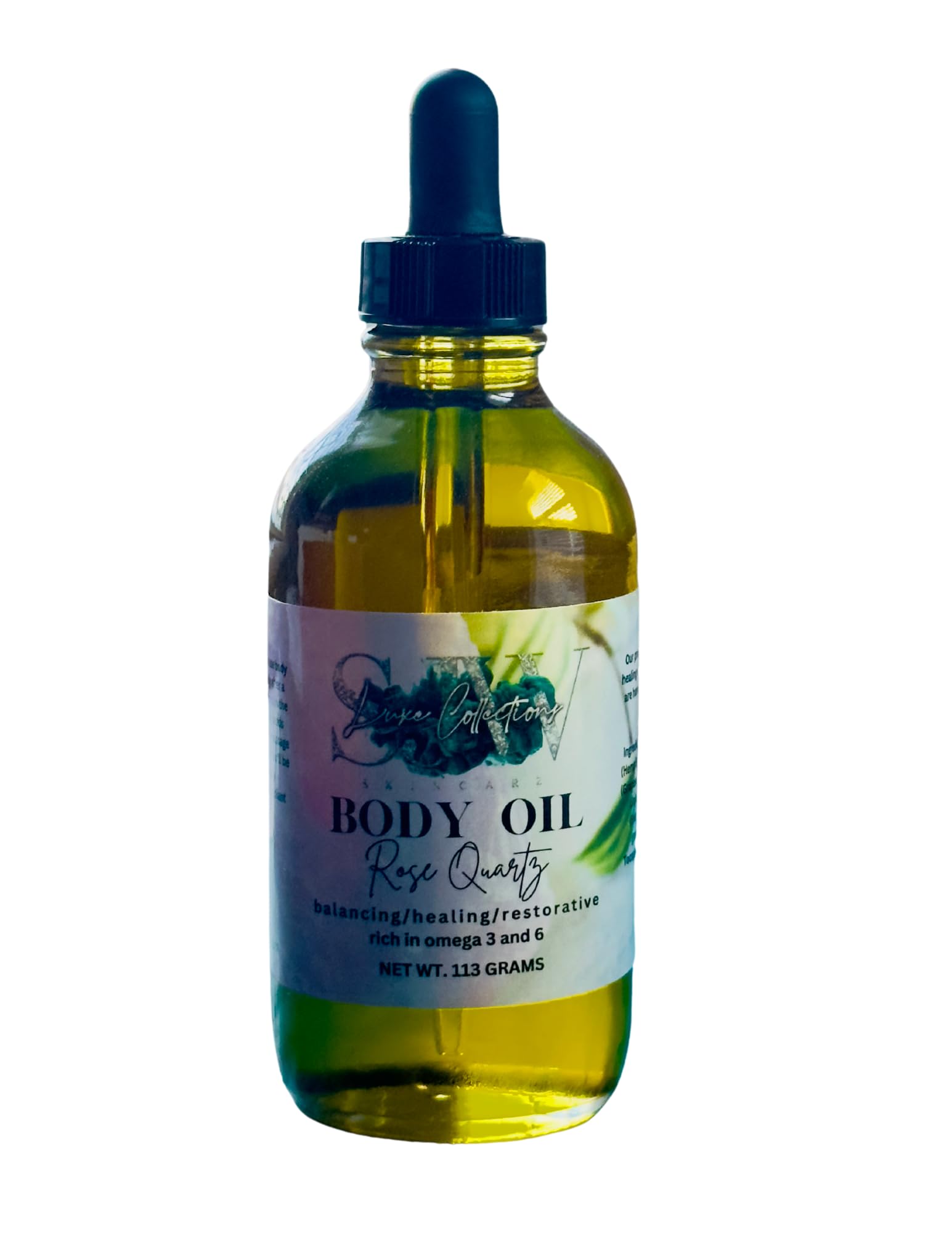 Natural Rose Quartz Infused Body Oil for Hydration & Glow | Vegan, Cruelty-Free Skincare | Perfect for Massage, Aromatherapy & Self-Care Rituals