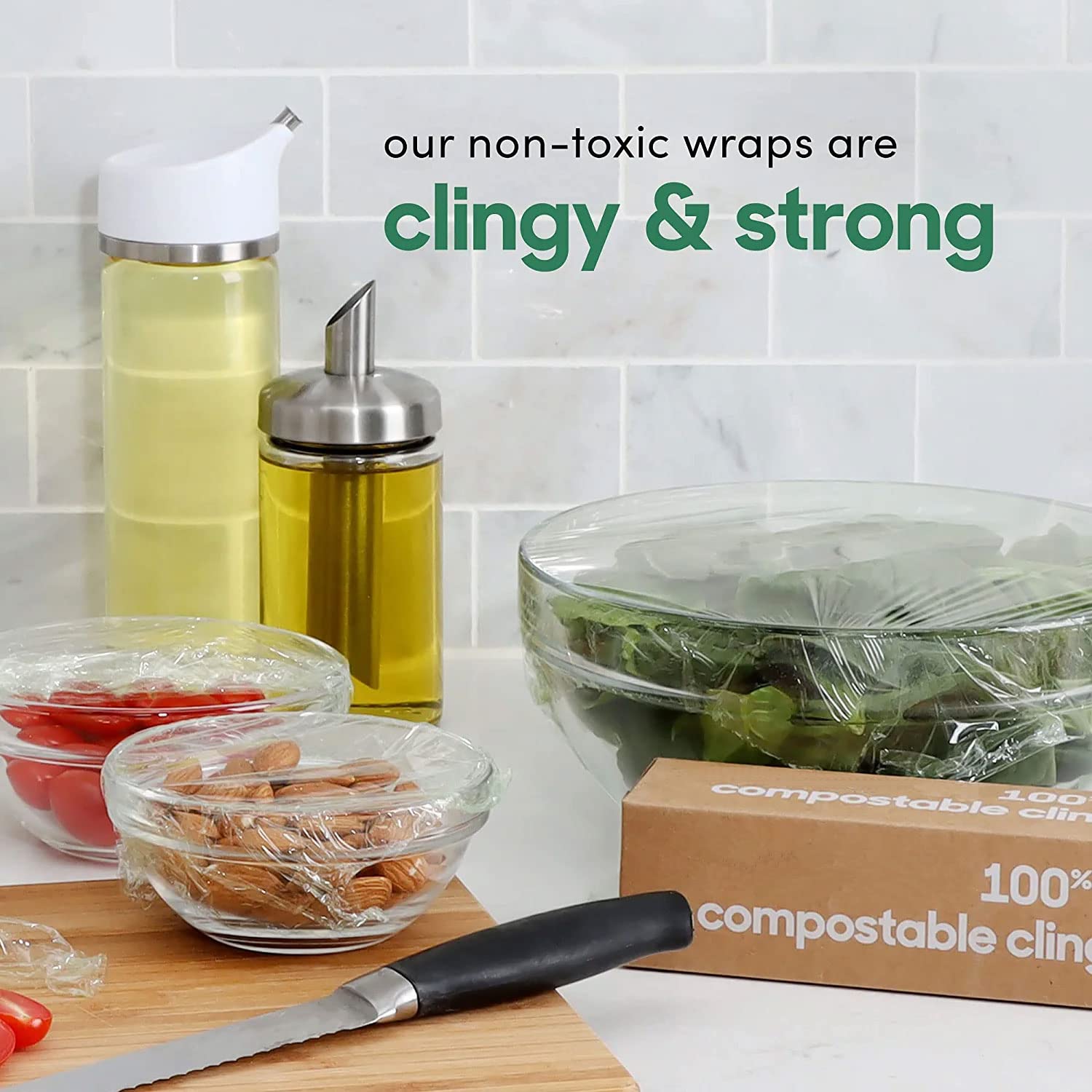 ALOUD CREATIONS Eco-Friendly Compostable Food Wrap - Biodegradable Cling Film for Fresh Food Storage & Packing | 30 Meters (98.4 Feet) | 1-Pack | Perfect for Meal Prep, Picnics & Leftovers