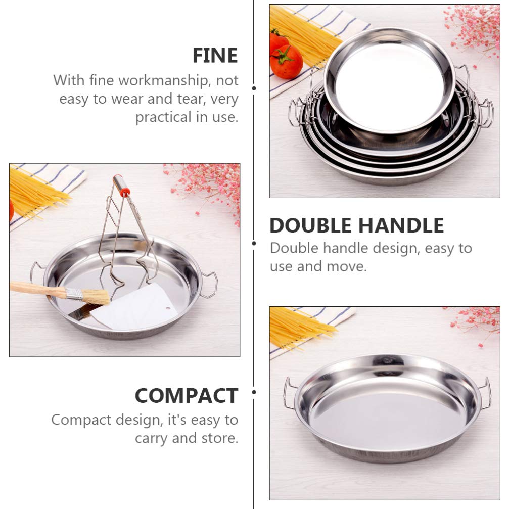 2-Piece Stainless Steel Steaming Tray Set - 28cm Double Handle Cake Pan, Noodle Rack & Rice Plate - Heat-Resistant for Baking, Cooking & Food Prep - Perfect for Asian Cuisine, Party Serving & Restaurant Use