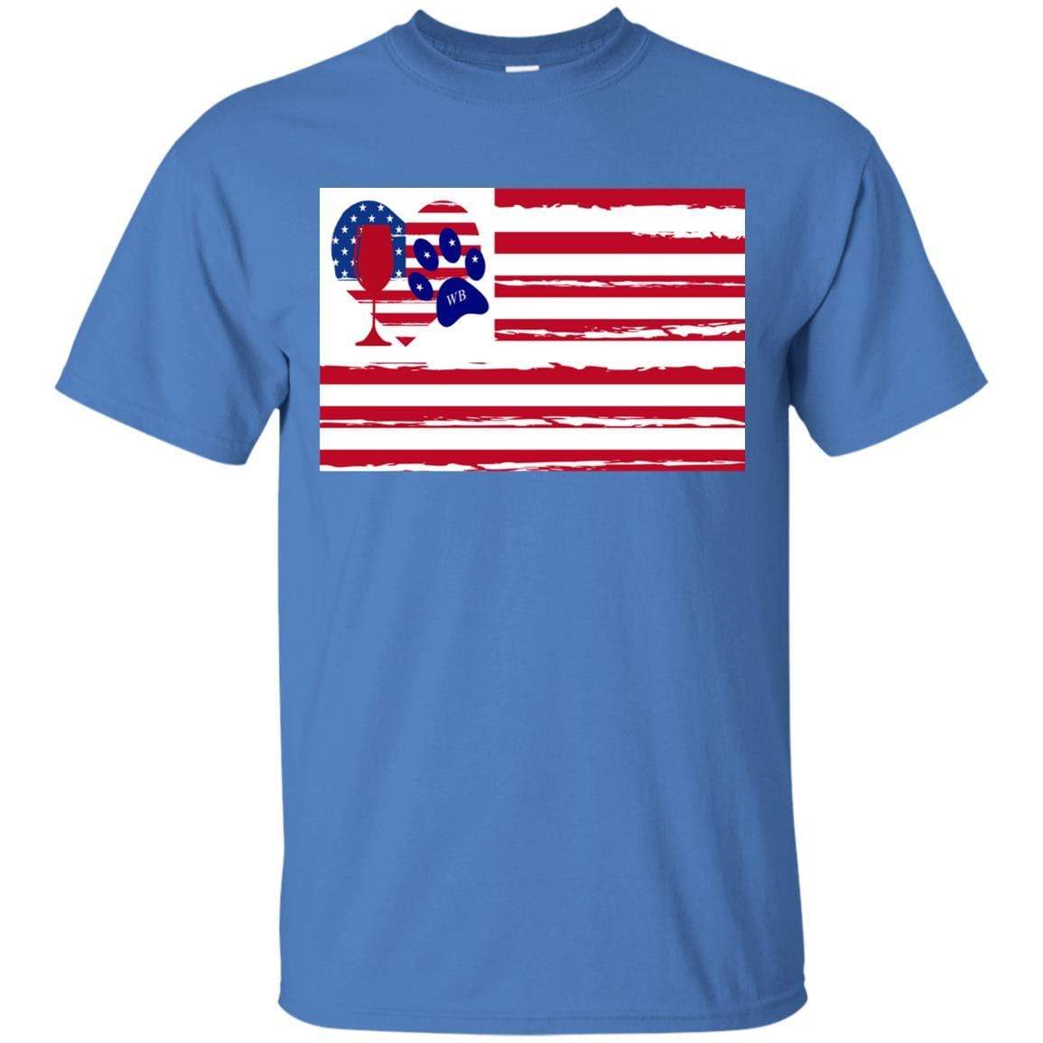 American Flag Wine Paw Heart T-Shirt - Ultra Cotton Comfort for Patriotic Pet Lovers | Perfect for 4th of July, BBQ Parties & Dog-Themed Events