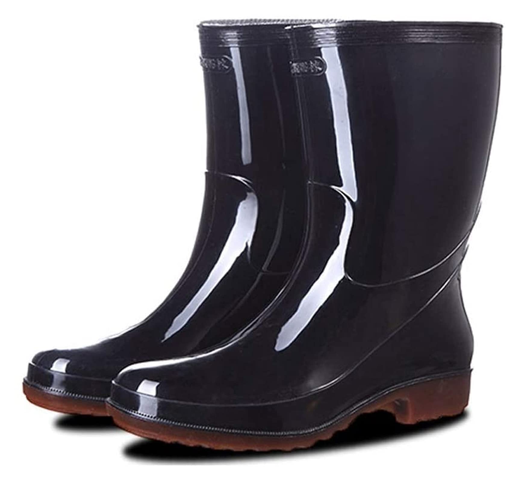 Men's Waterproof Non-Slip Rain Boots - Little Tall Poppy Mid-Calf Wear-Resistant Outdoor Boots (Black, Size 40) - Perfect for Hiking, Gardening & Wet Weather Commutes