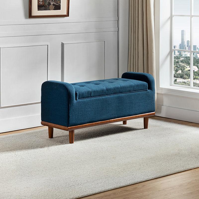 Clover Upholstered Flip Top Storage Bench - Stylish Ottoman with Hidden Storage for Living Room, Bedroom & Entryway - Perfect for Home Organization & Extra Seating