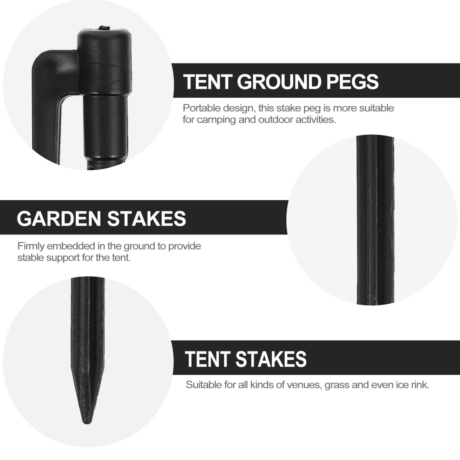 BESPORTBLE 50pcs Heavy Duty Plastic Tent Stakes - Durable Outdoor Camping Ground Pegs for Securing Tents, Canopies & Shelters - Perfect for Camping, Hiking, Beach & Backyard Use