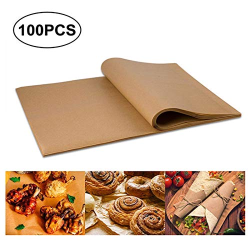 VALINK 100 Pcs Unbleached Parchment Paper Sheets - Precut Non-Stick Baking Paper for Cookies, Oven, Microwave & Grill - High Temperature Resistant Baking Mat - Perfect for Baking, Roasting & Food Prep