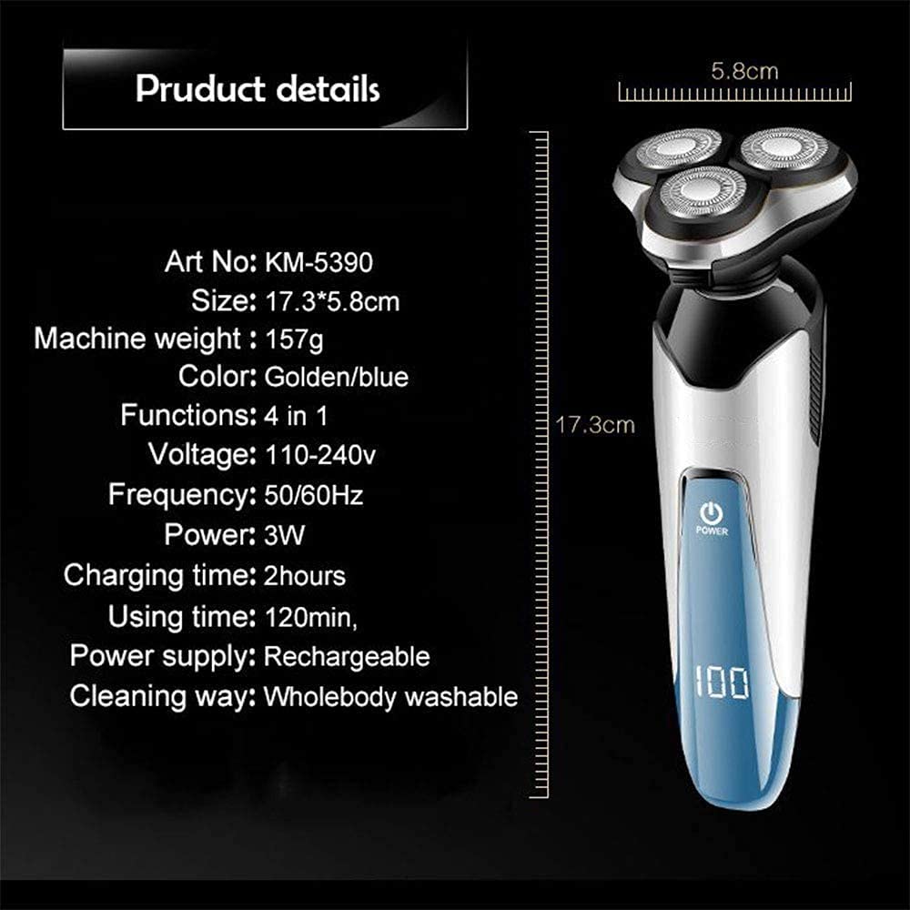 LIIAV Electric Shaver for Men - Rechargeable Waterproof Rotary Shaver with 4-in-1 Function for Wet & Dry Shaving | Perfect Gift for Husband, Father & Son | Ideal for Travel, Gym & Daily Grooming