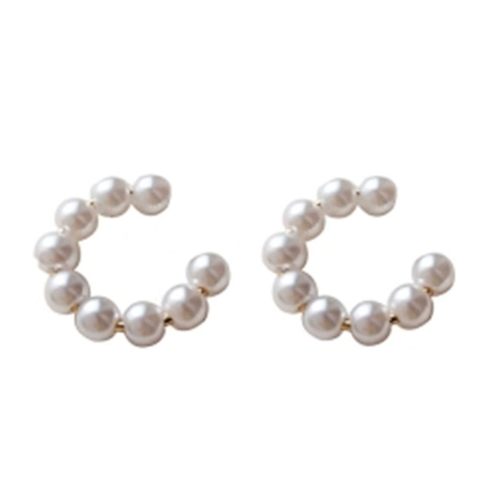 Elegant Imitation Pearl Drop Dangle Earrings for Women - Clip-On C Shape Stud Earrings with Tassel Design, Perfect Jewelry Gift for Girls & Women - Ideal for Prom, Parties, Weddings & Special Occasions