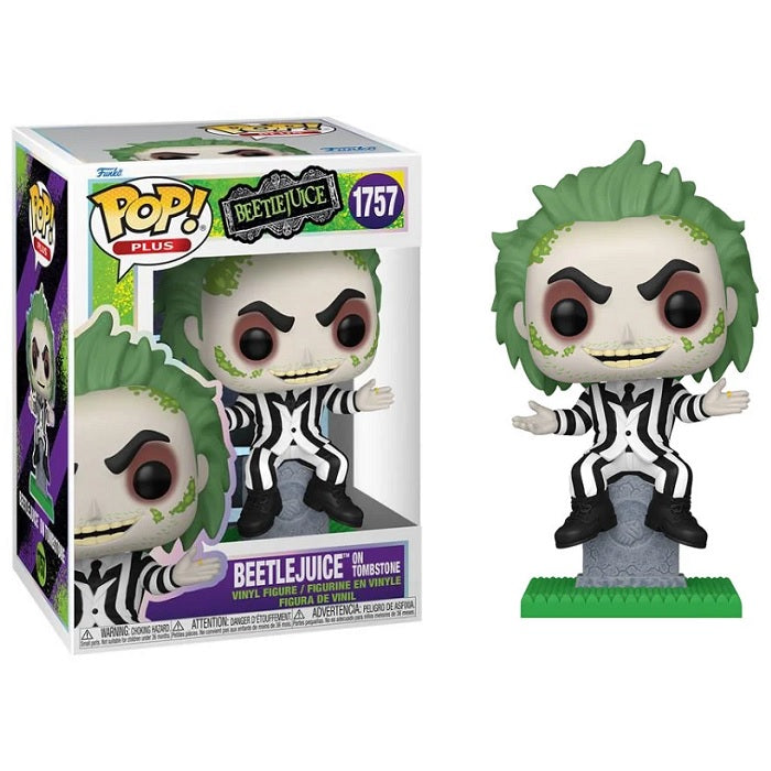 Beetlejuice Pop! Vinyl Figure with Tombstone - Funko Pop! #1757 - Perfect for Movie Fans & Collectors - Great for Home Decor, Office Display & Gifts