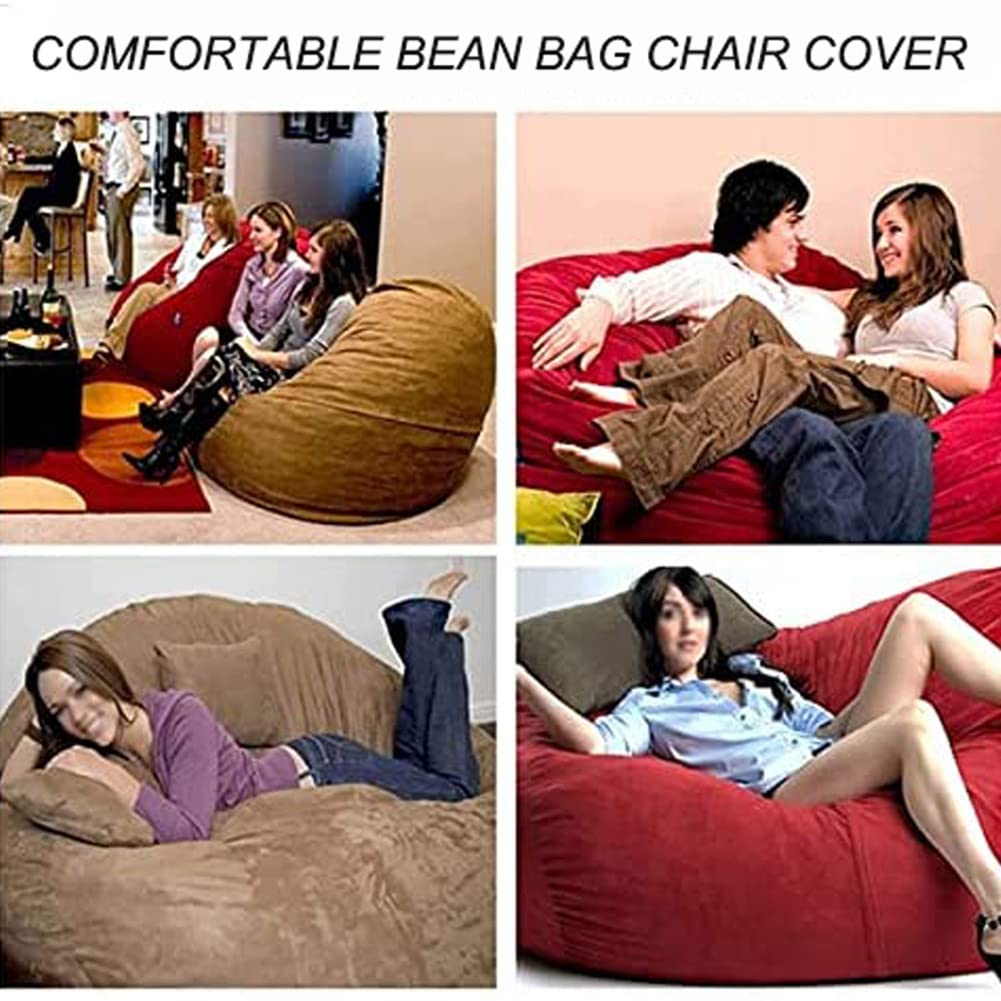 Oversized Bean Bag Chair Cover - Soft Washable Micro-Fiber PV Velvet Sofa Bed Cover for Adults (5FT 135x65cm, Blue) - Perfect for Living Room, Bedroom & Game Room Relaxation