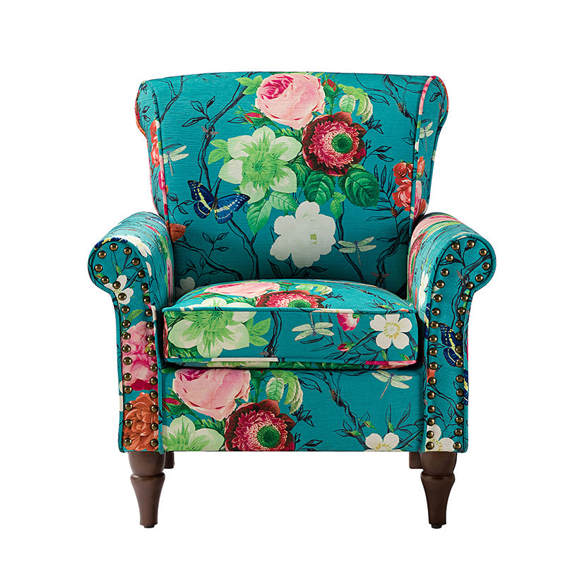 Artemisa Modern Floral Pattern Upholstered Armchair - Comfortable Living Room Accent Chair for Home Office & Lounge Decor