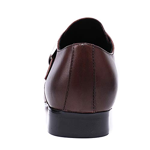 Premium Men's Monk Strap Dress Shoes - Genuine Leather Business & Wedding Footwear - Brown Size 39/UK 6.5/US 7 - Perfect for Formal Events, Office Wear & Special Occasions