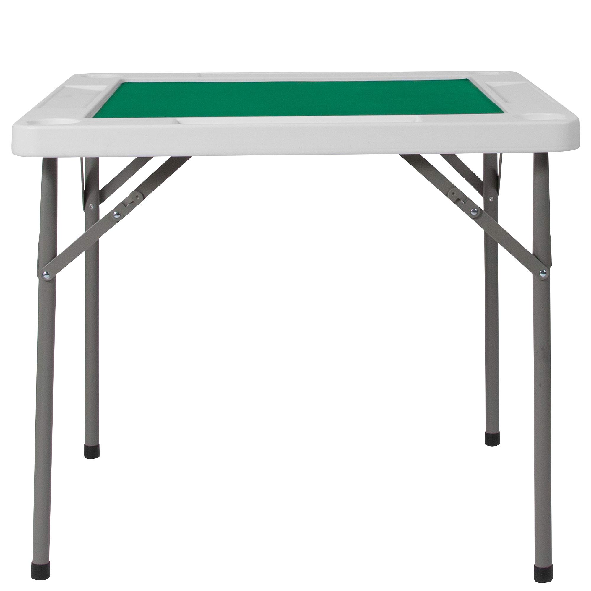 F&F Furniture Group 34.5'' Granite White & Green Square Folding Game Table with Playing Surface - Perfect for Poker, Board Games & Family Game Nights