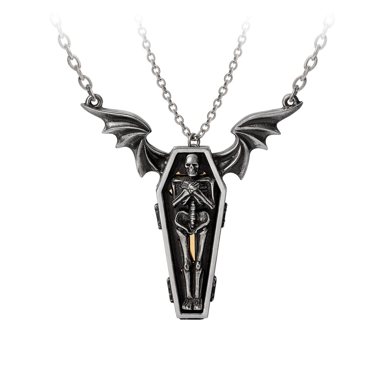 Gothic Couple Necklace Set - Coffin & Skeleton Pendant Jewelry for Him and Her | Romantic Gothic Gift for Couples, Halloween, Goth Lovers & Alternative Fashion