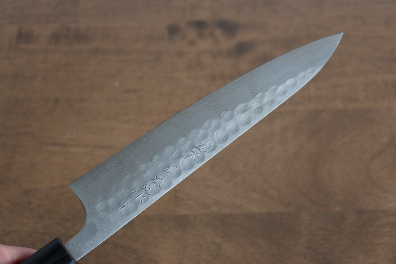 Premium Nao Yamamoto SRS13 Damascus Hammered Petty Knife 160mm - Handcrafted Japanese Utility Knife with Shitan Wood Handle - Perfect for Slicing, Chopping & Precision Kitchen Tasks