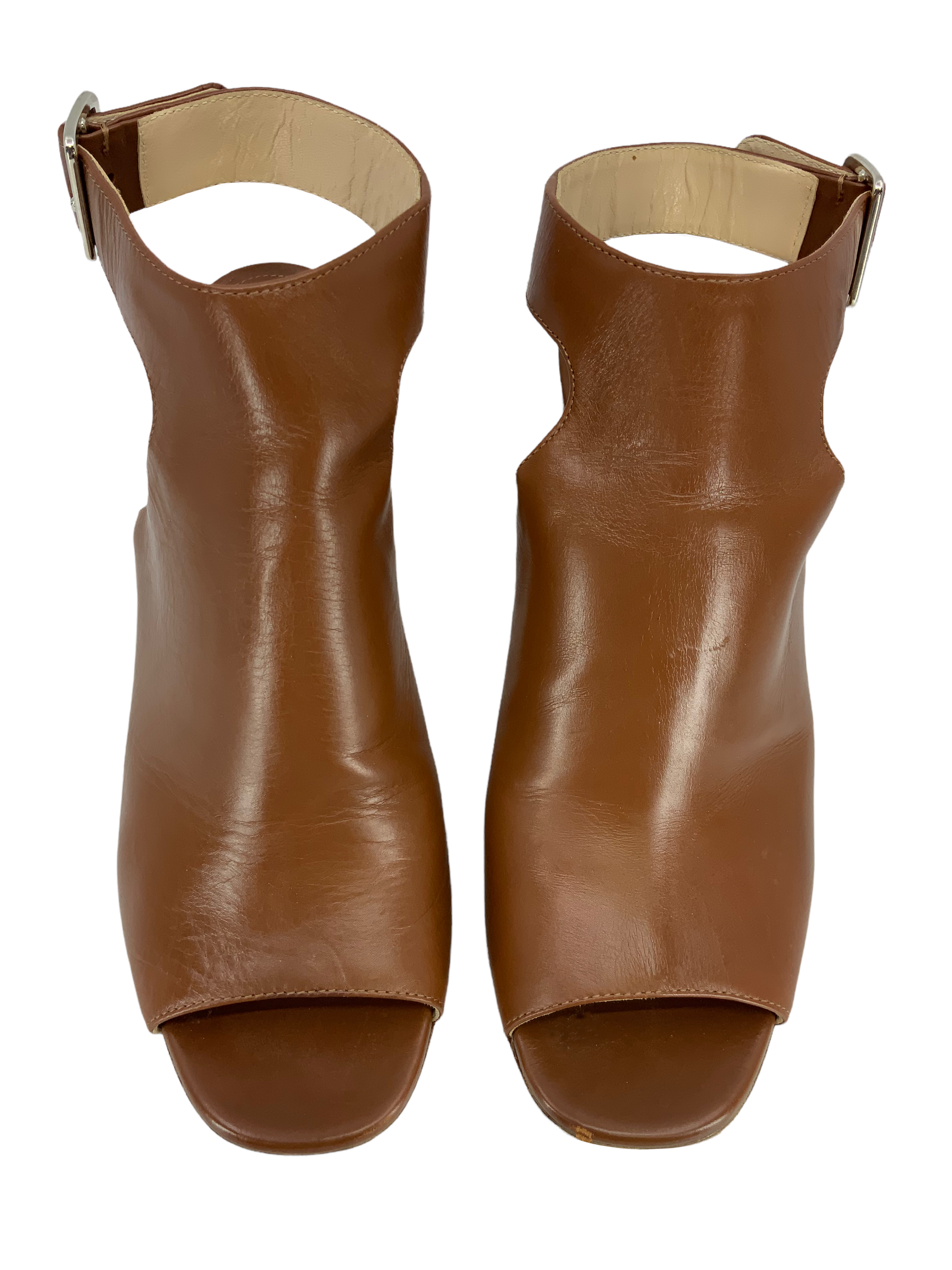 PRADA Leather Open Toe Ankle Wrap Booties Women's Size 9 - Stylish & Comfortable for Party, Wedding & Evening Events