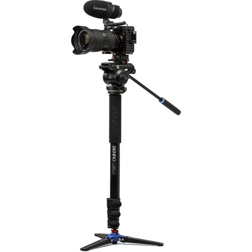 Benro A48T Professional Aluminum Monopod with Flip Locks, 3-Leg Base & S4PRO Video Head - Perfect for Photography, Videography & Travel