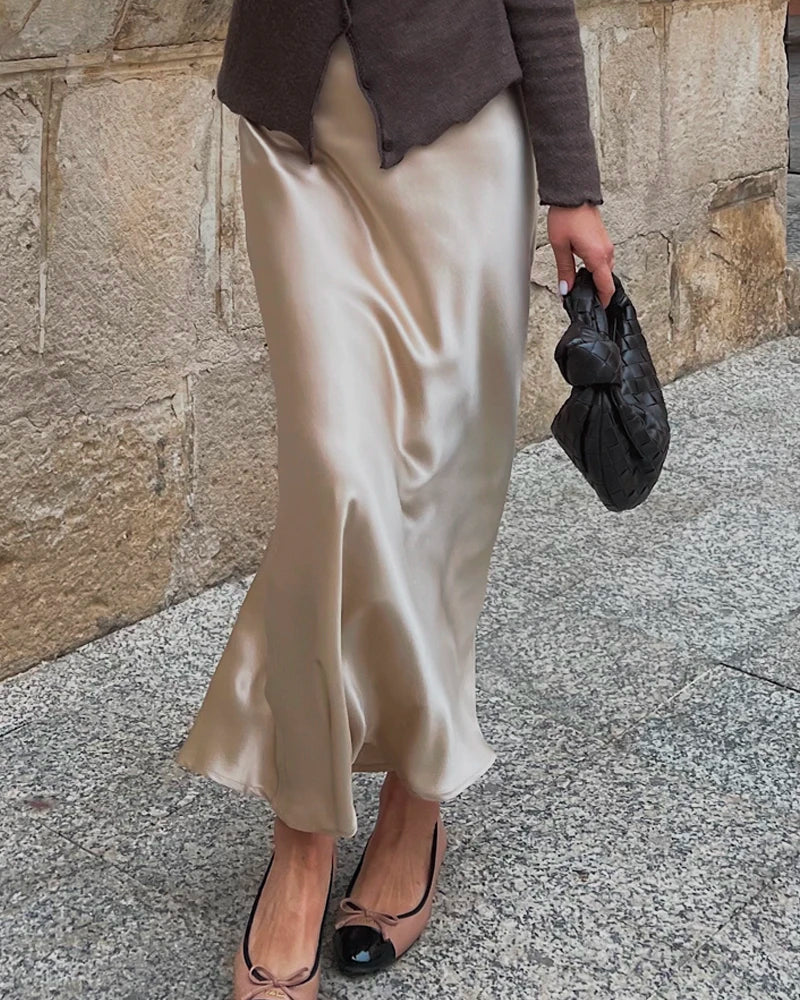 22 Momme Silk Maxi Skirt for Women - Elegant Long Flowy Skirt with High Quality Mulberry Silk - Perfect for Weddings, Parties & Summer Outfits