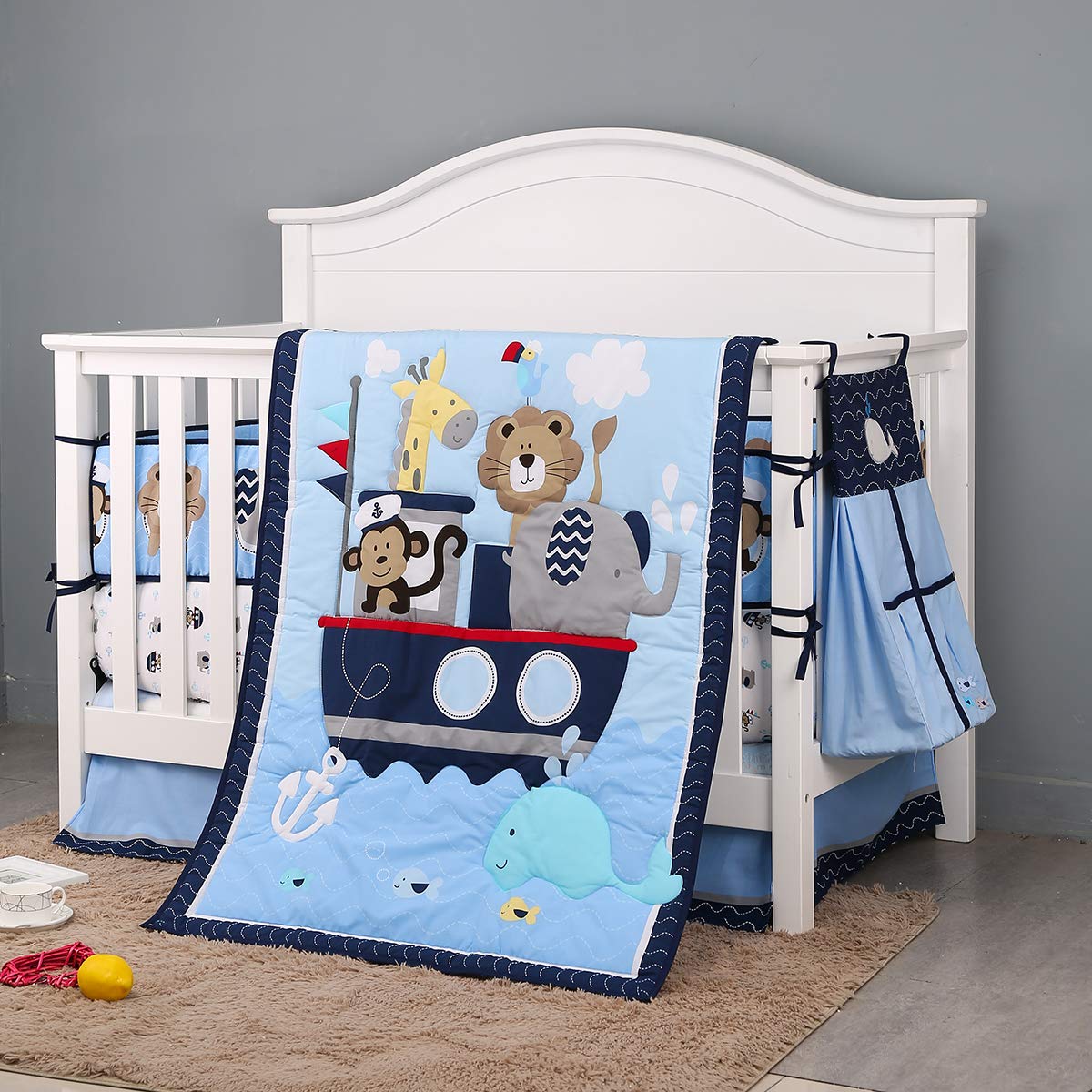 Forest Animal Nursery Crib Bedding Set | Sea Journey Baby Bedding for Boys | Soft & Safe Crib Sheets, Blanket & Pillowcase | Perfect for Nursery Decor, Baby Shower Gifts & Newborn Sleep