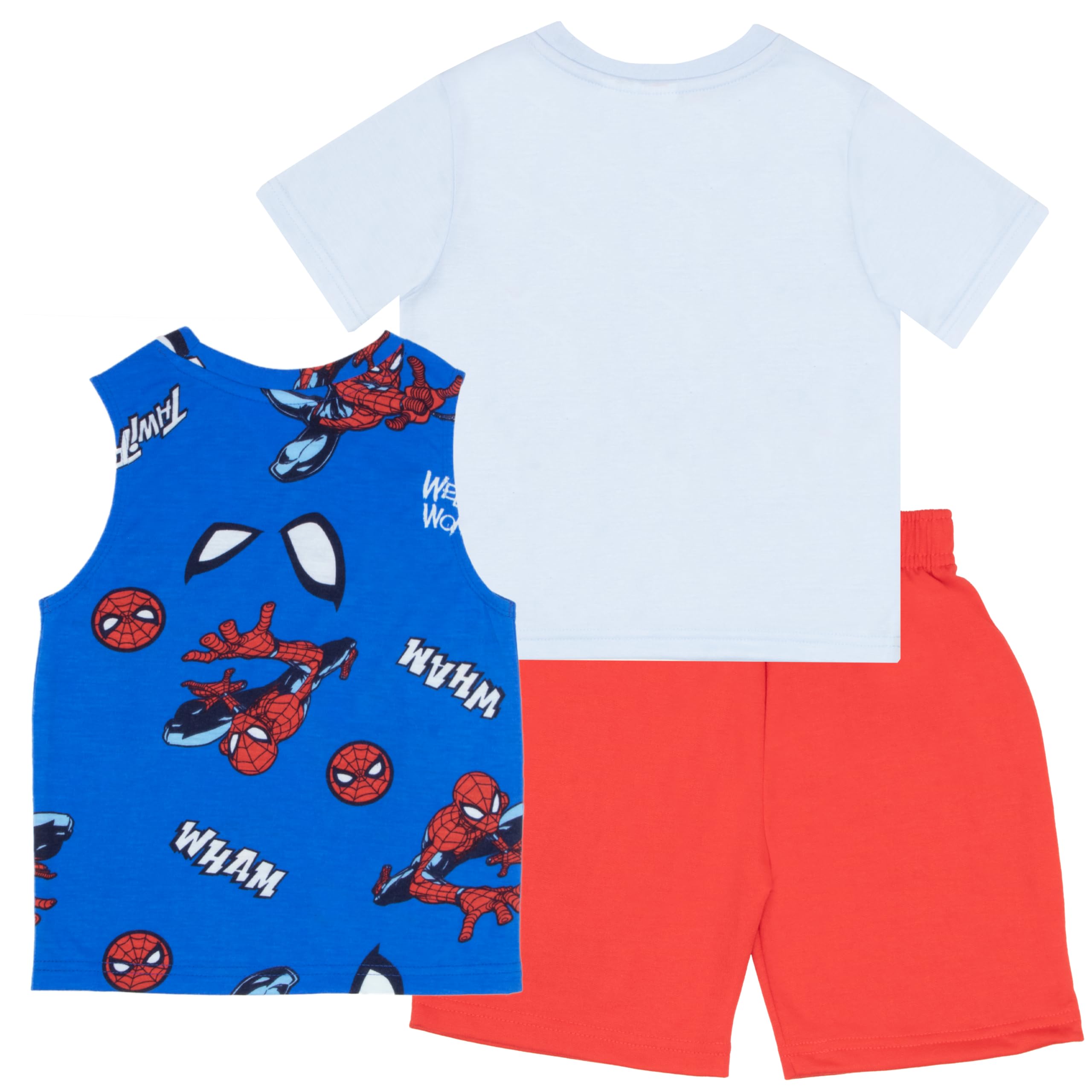 Marvel Spider-Man and Avengers Boys 3-Piece Outfit Set - Short Sleeve T-Shirt, Tank Top & Athletic Shorts | Superhero Costume for Kids, Birthday Gift & Cosplay | Perfect for Halloween, Dress-Up & Everyday Play