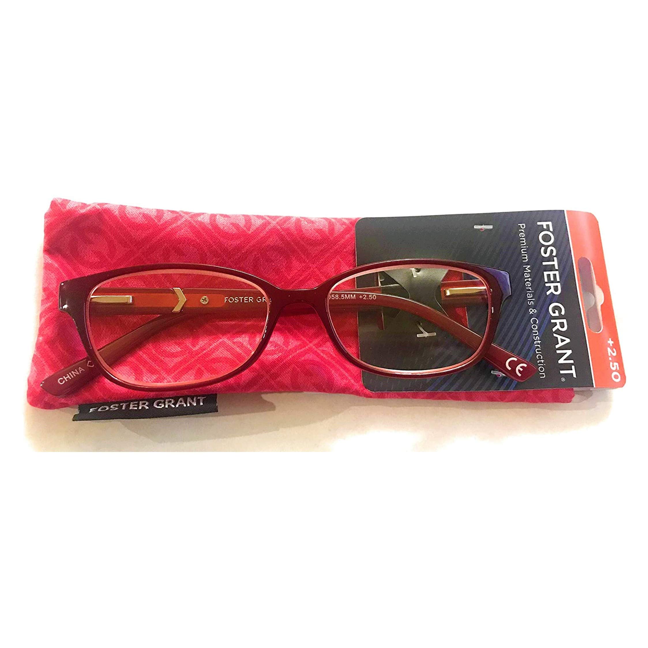 Foster Grant Coloread Wine Evalina Women's Reading Glasses +1.50 Strength | Lightweight Frame with Case | Perfect for Reading, Working & Computer Use