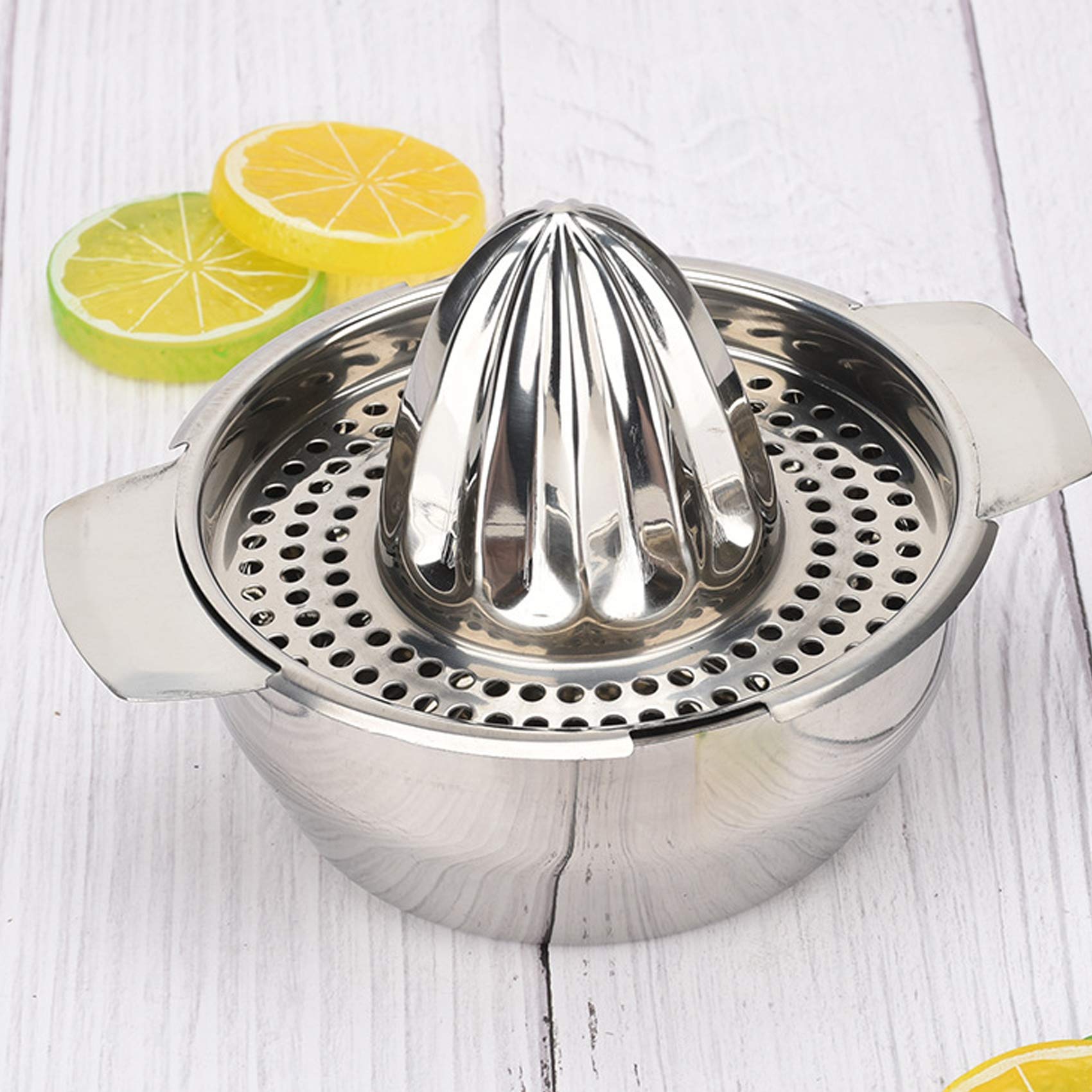 Premium Stainless Steel Lemon Squeezer - Heavy Duty Citrus Juicer for Lemons, Oranges & Limes - Ergonomic Hand Press with Drip-Free Spout & Storage Bowl - Perfect for Cocktails, Baking & Healthy Juicing at Home