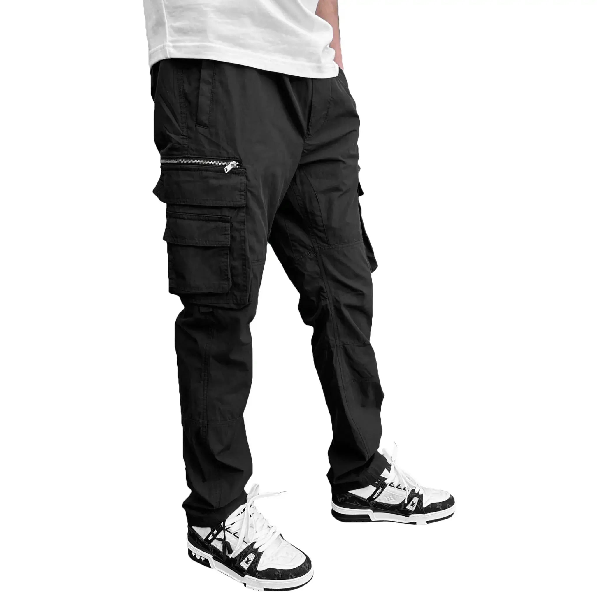 SIARR Military Black Cargo Pants for Men - Tactical Work Pants with Multiple Pockets - Outdoor Hiking, Camping & Workwear