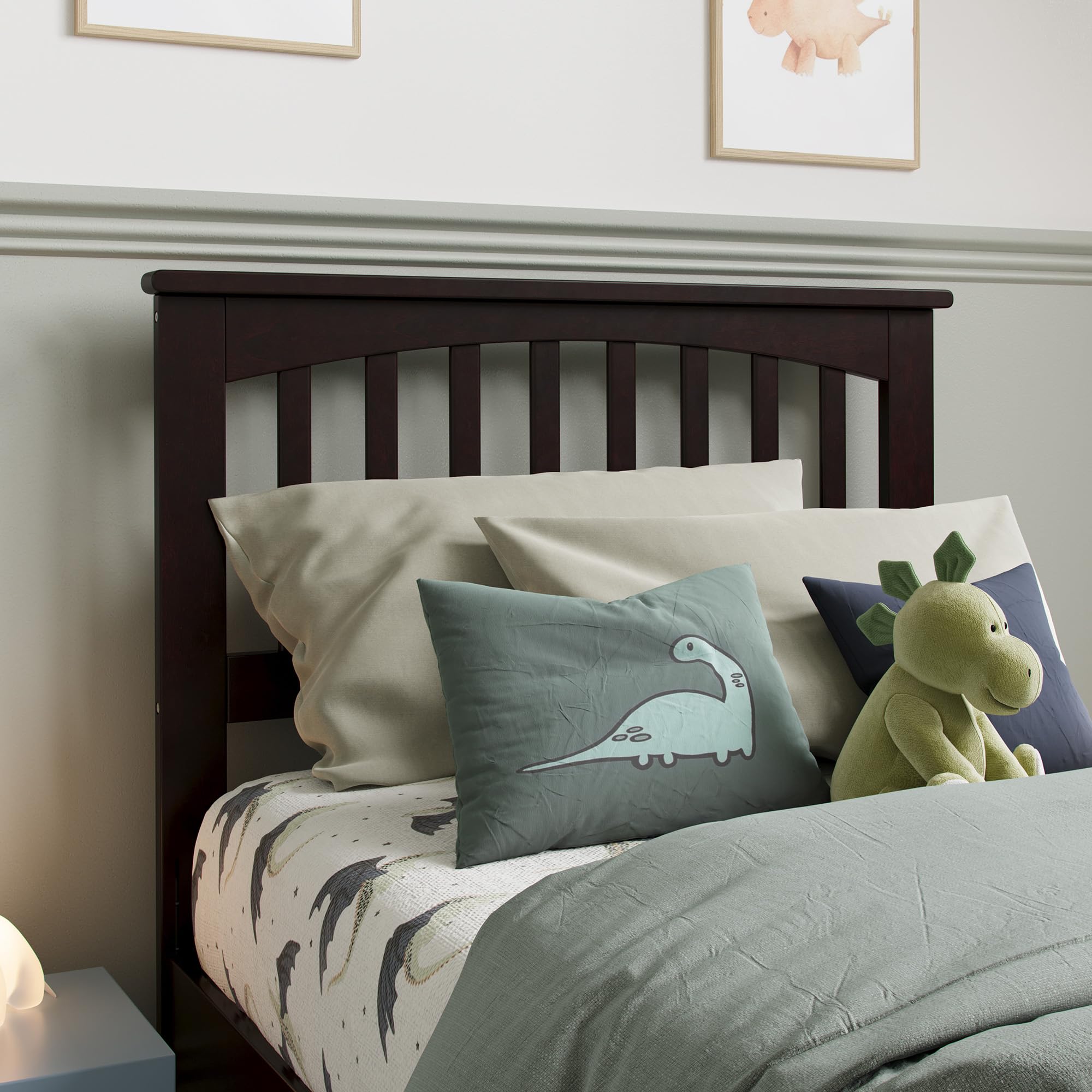 AFI Mission Twin Solid Wood Headboard with USB Charging Ports - Espresso Finish for Modern Bedroom Decor & Space-Saving Storage Solution