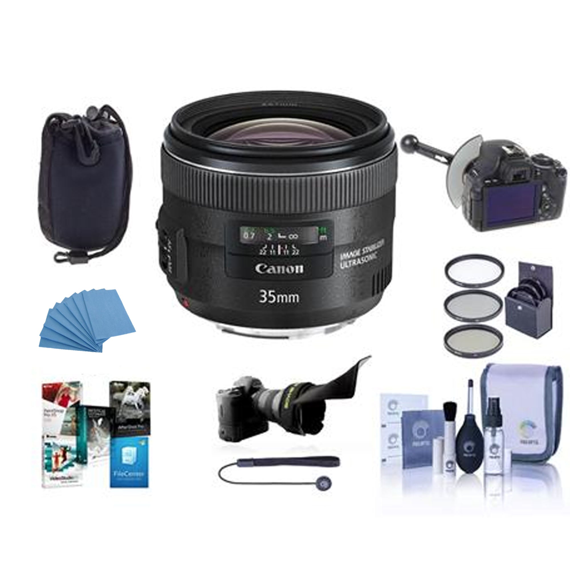 Canon EF 35mm f/2 IS USM Wide Angle Lens with Image Stabilization - Professional Photography Bundle Includes Rain Cover, Lens Hood & Cleaning Kit - Perfect for Portrait, Street & Low Light Photography
