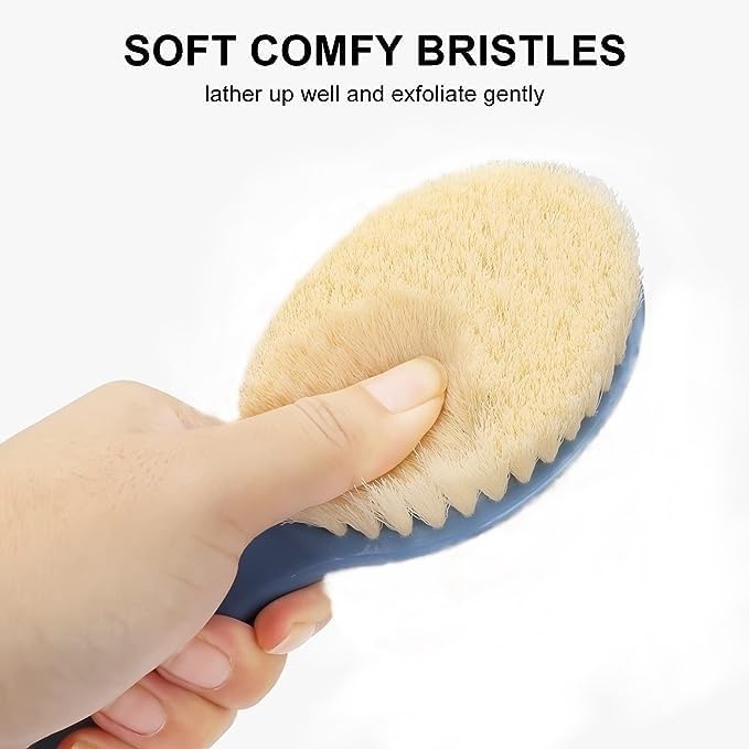 KitchenFest® Long Handle Nylon Bath Brush for Exfoliating & Cleansing - Soft Bristles for Gentle Skin Care - Perfect for Shower, Bath & Spa - Multicolor (Large, 1 Pack)