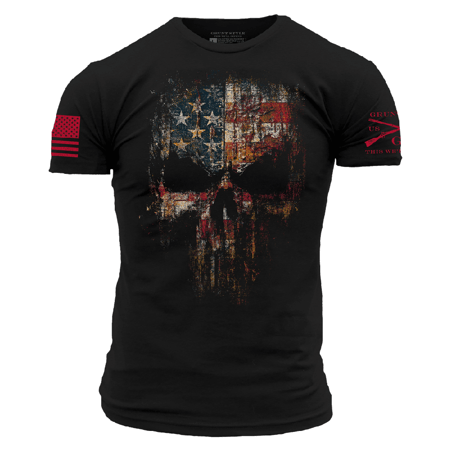 Red Blood American Reaper T-Shirt - Black Gothic Horror Graphic Tee for Men | Perfect for Halloween, Metal Concerts & Horror Fans