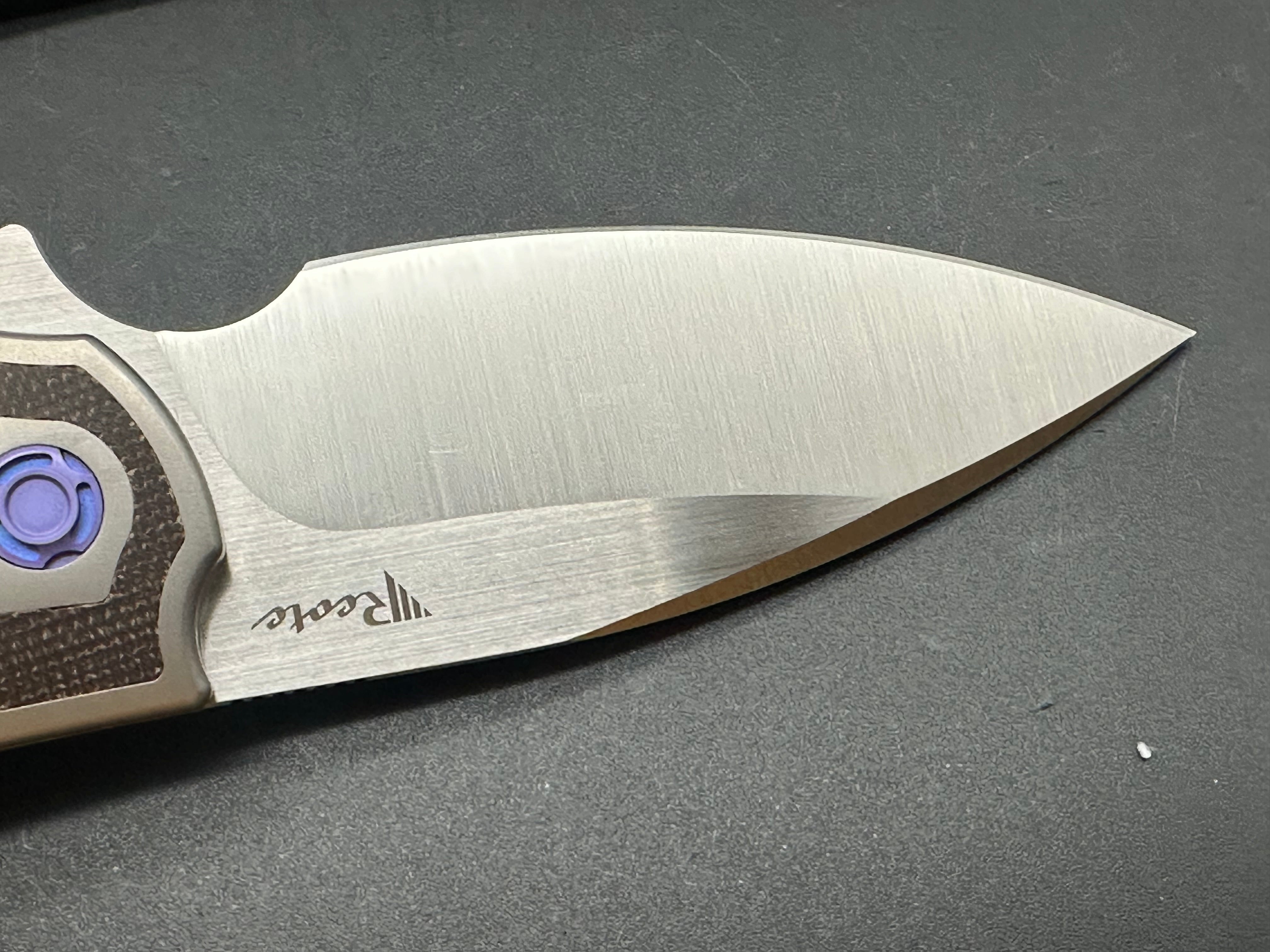 Reate Iron Frame Lock Flipper Knife - Premium Brown Micarta Handle - EDC Pocket Knife for Outdoor, Camping & Everyday Carry