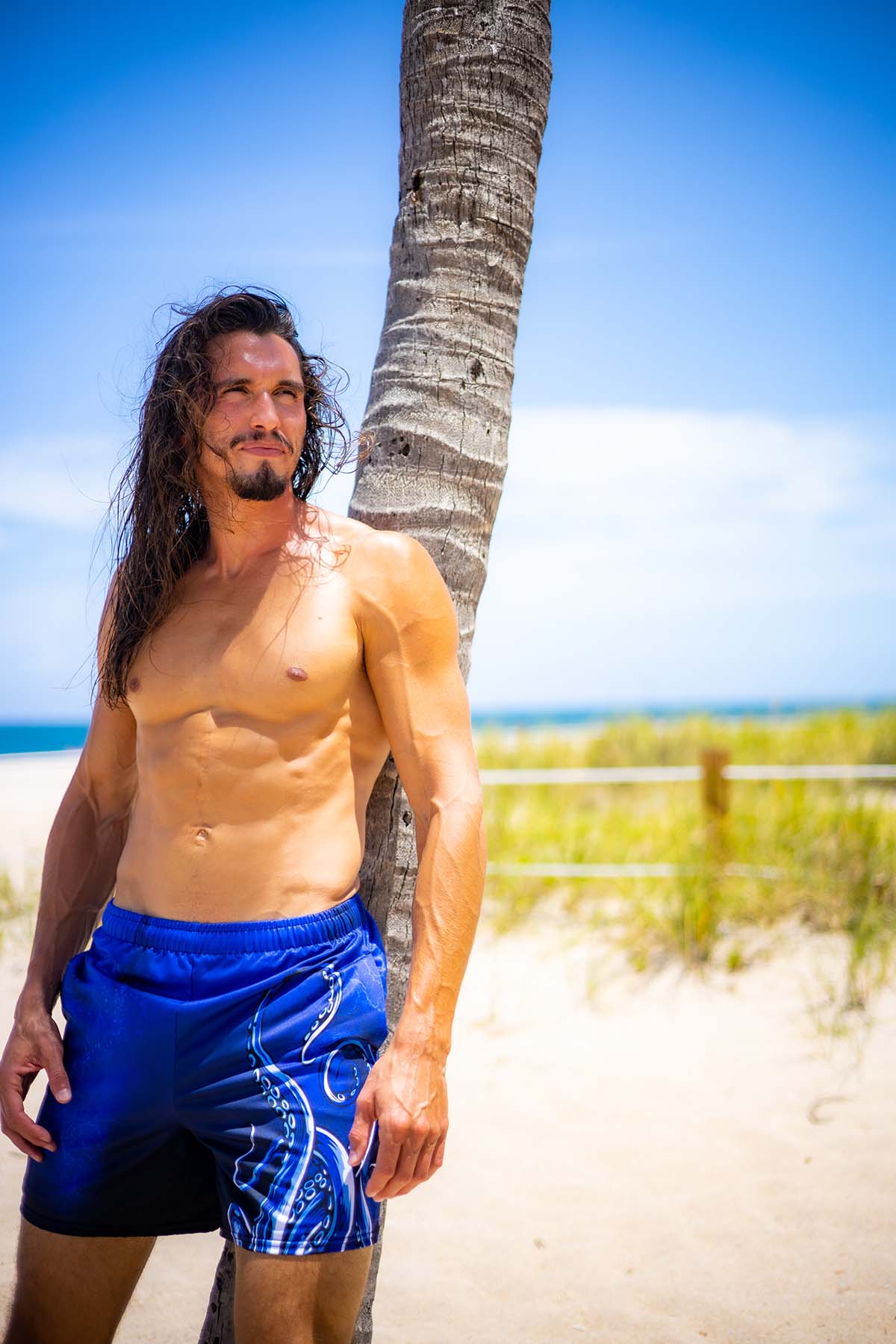 Men's Quick-Dry Swim Trunks with UPF 50+ Sun Protection - Octo Board Shorts for Beach, Surfing & Swimming
