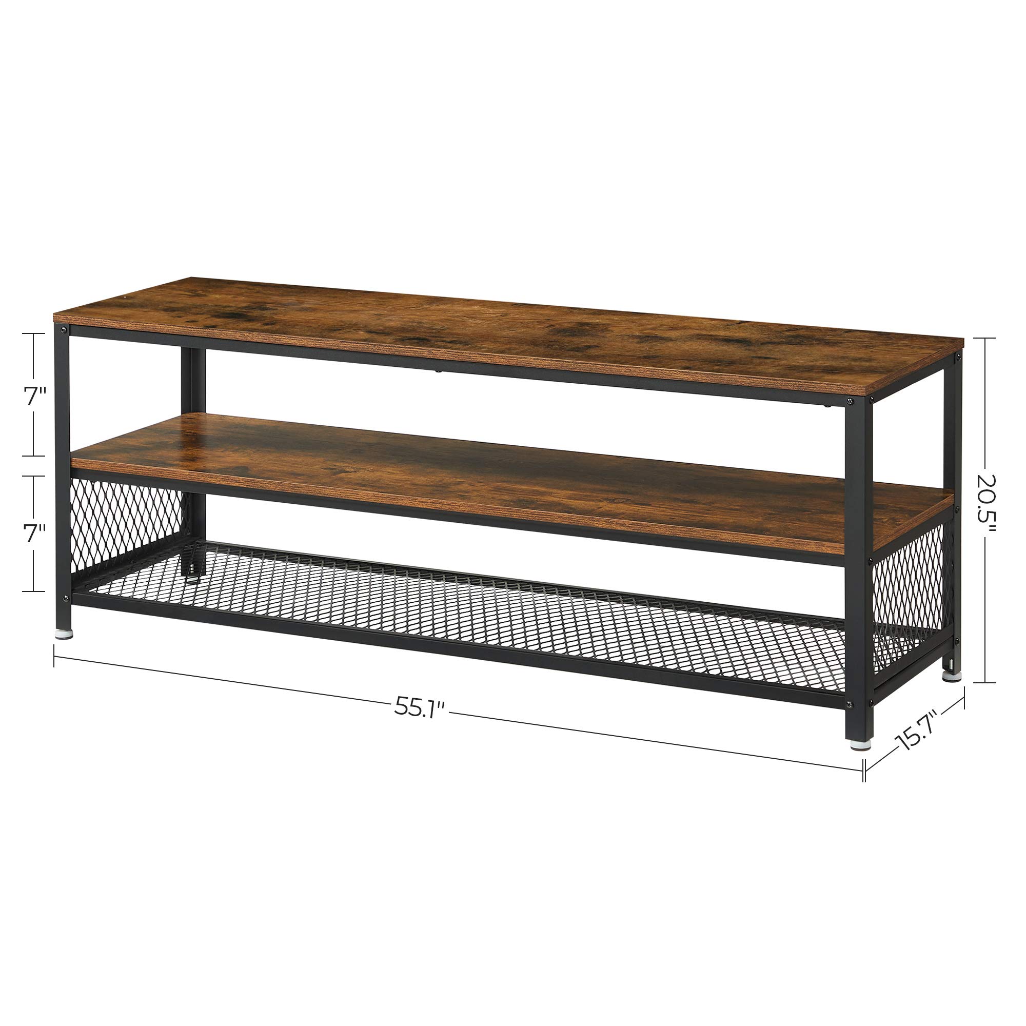 VASAGLE TV Stand with Storage Shelf - Rustic Brown Entertainment Center for up to 60 Inch TVs, Multi-Functional Media Console & Coffee Table - Perfect for Living Room, Bedroom or Home Theater Setup