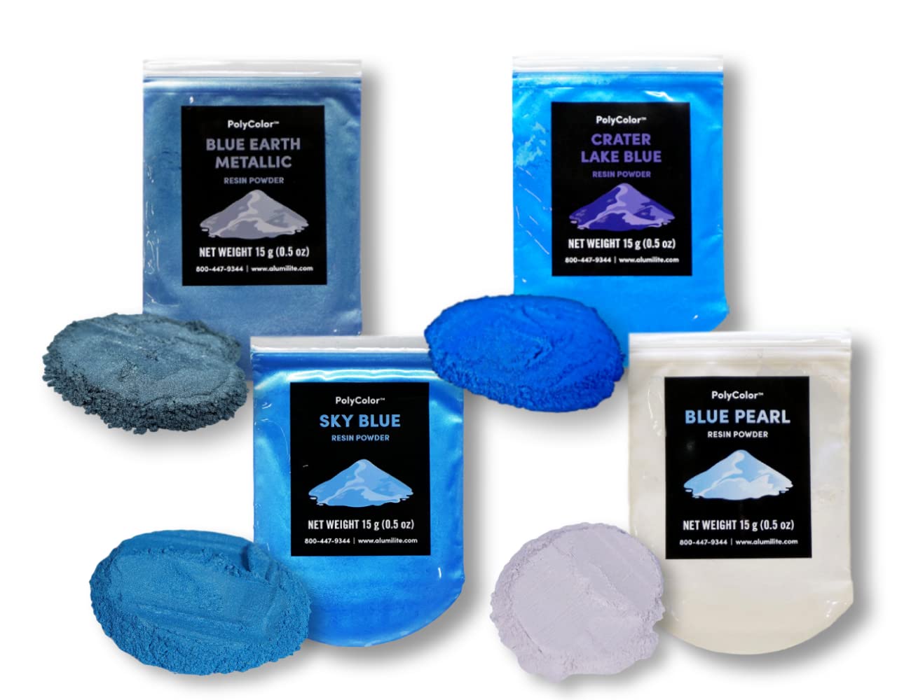 PolyColor Mica Powder - The Blues Collection | Metallic Pigment Powder for Resin Casting, Jewelry Making, DIY Crafts | Perfect for Epoxy Countertops, Automotive Paint & Mold Making | Great for Home Decor & Artistic Creations