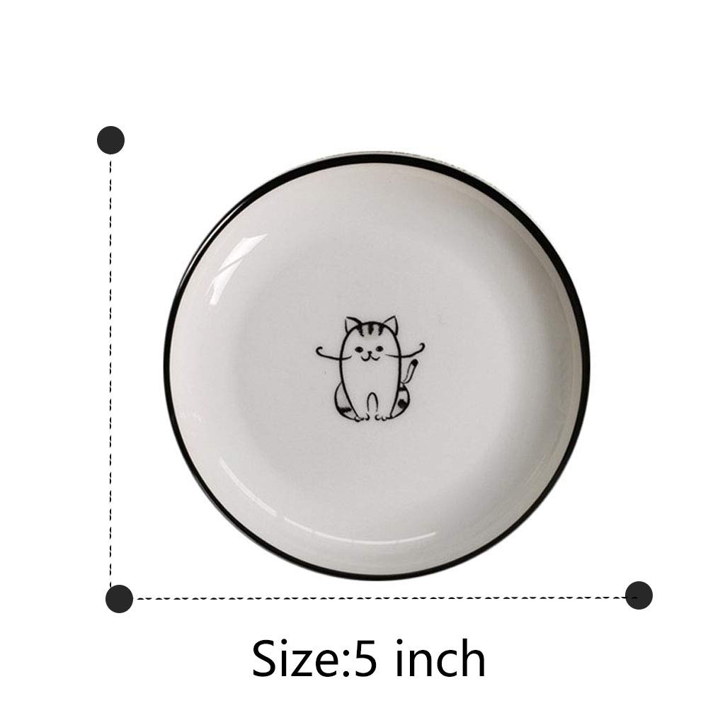 Premium Ceramic Cat-Shaped Side Sauce Dishes - Set of 4 | Sushi Soy Sauce Dipping Bowls, Cookie Serving Plates, Tea Bag Holders | Perfect for Japanese Cuisine, Tea Parties & Home Decor