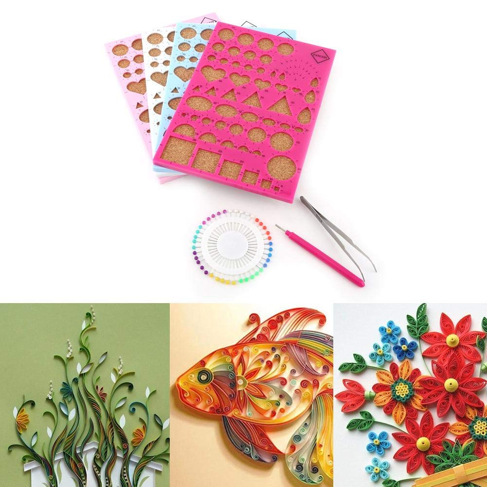 Premium Paper Quilling Kit with Slotted Pen, Tweezers, Pins & Craft Template Board - DIY Scrapbooking, Card Making & Home Decor Supplies [Blue] - Perfect for Beginners & Advanced Crafters