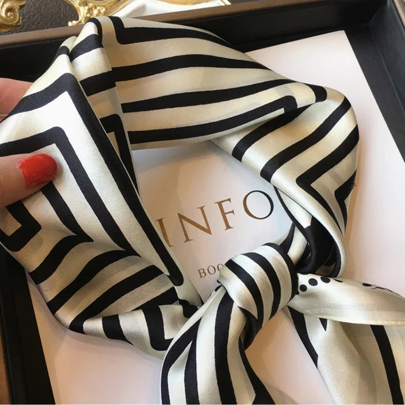 Luxury 100% Real Silk Scarf for Women - Elegant Square Neck Tie, Wrist Wrap, Hair Ribbon & Headband - Versatile Fashion Accessory for Office, Party & Special Occasions