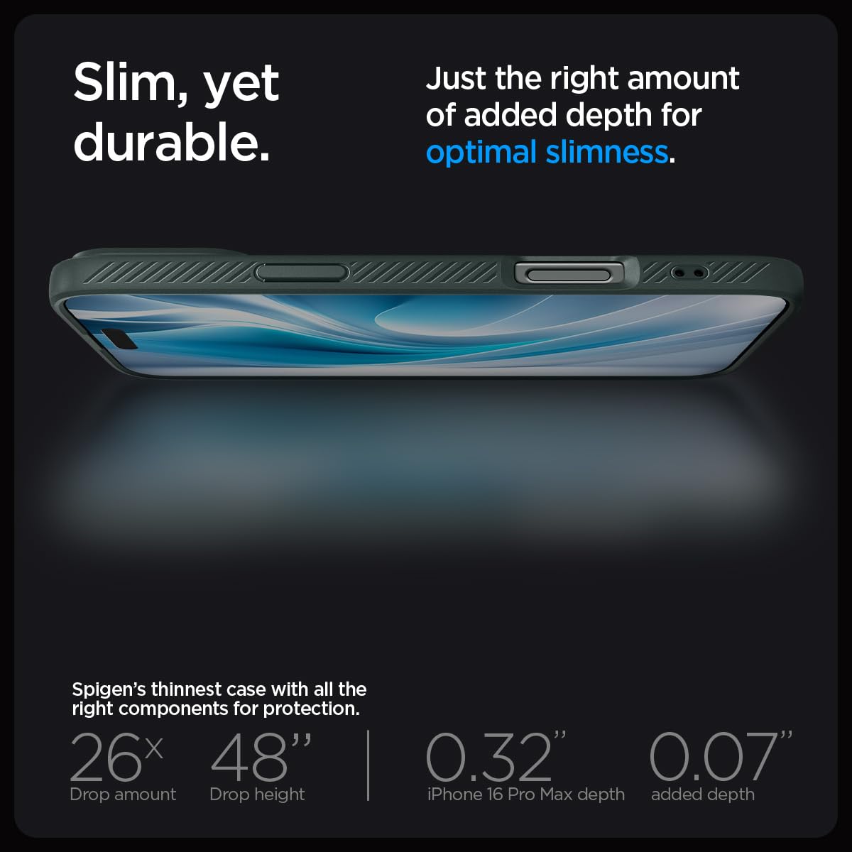 Spigen Liquid Air Armor Case for iPhone 16 Pro Max - Slim Protective Cover with Military-Grade Protection in Abyss Green | Perfect for Daily Use, Travel & Outdoor Activities