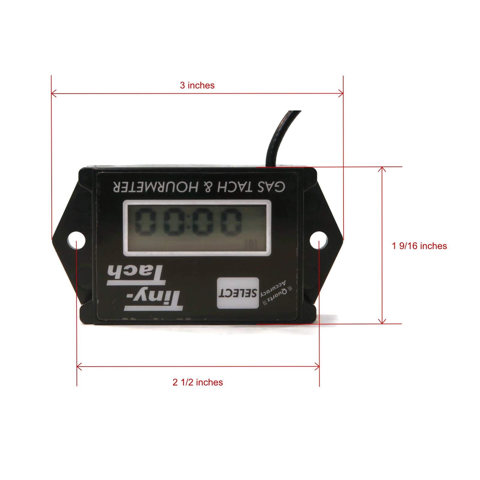 Tiny Tach TT2A Digital Hour Meter & Tachometer - Adjustable Resettable Job Timer for Small Engines - Perfect for Lawn Mowers, Generators & Power Equipment Maintenance