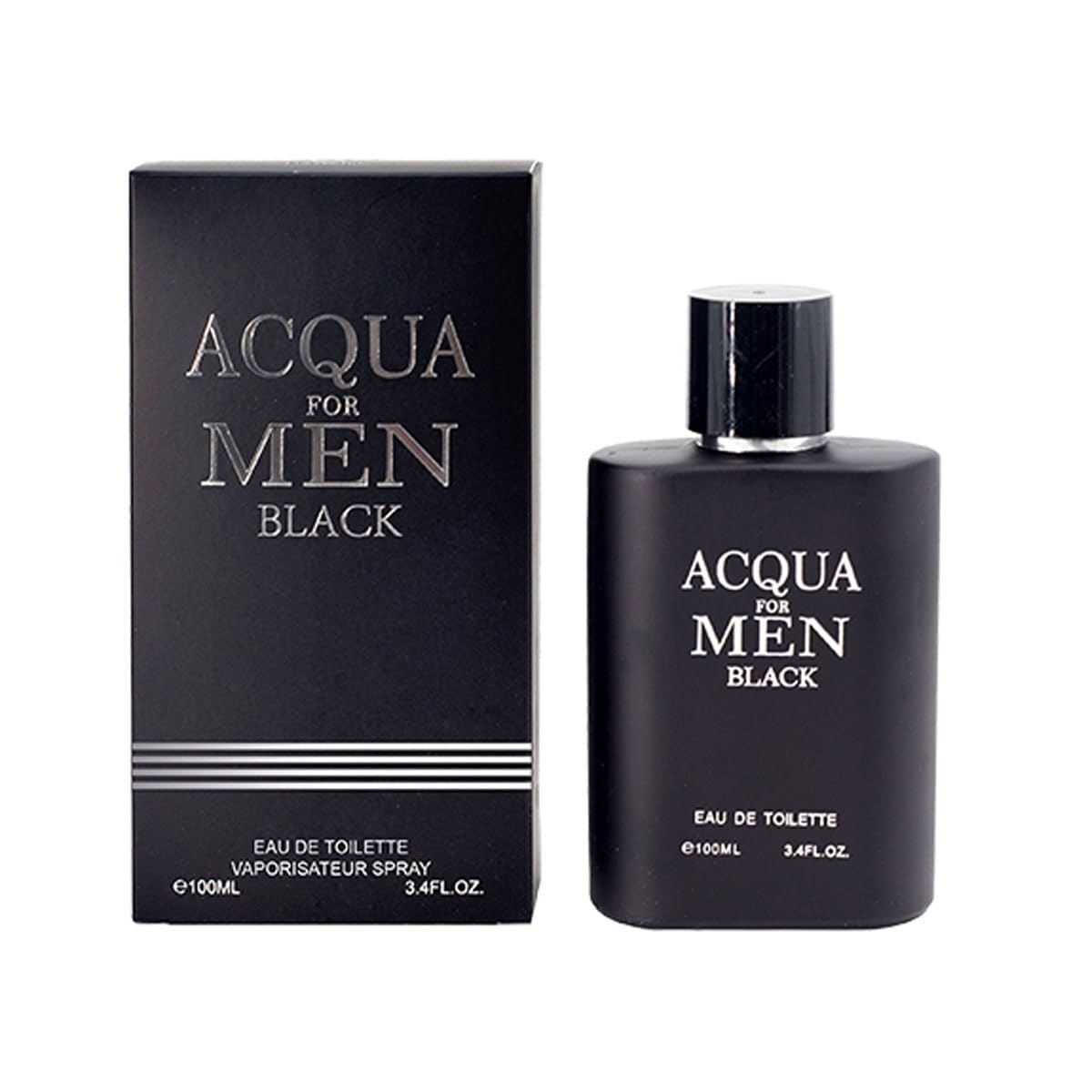 Acqua Black Men's Cologne 100ml Eau De Parfum Spray - Long Lasting Fragrance with Sea Notes & Bergamot | French Essential Oils | Perfect for Date Night & Special Occasions