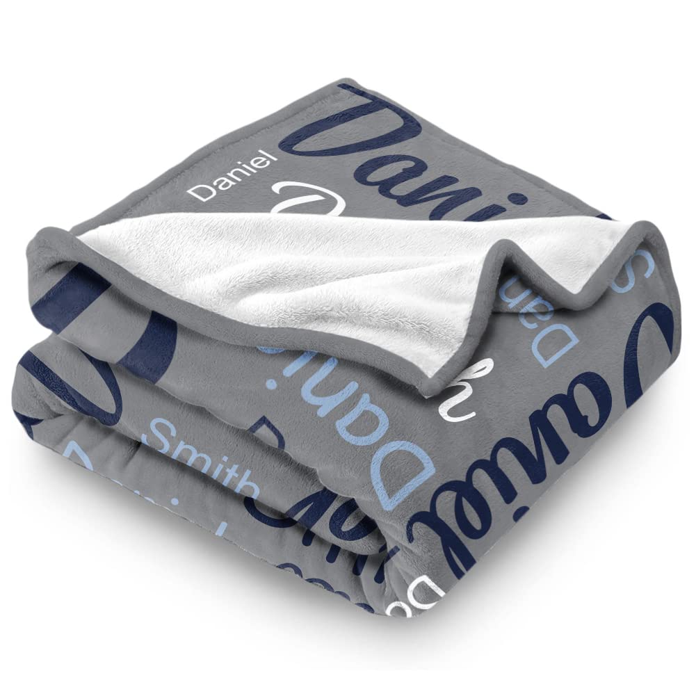 Personalized Baby Blankets with Custom Name - Soft Yoke Style Swaddle Blankets for Newborns, Toddlers & Kids | Perfect Baby Shower Gift & Birthday Present for Boys & Girls | Nursery Essential, Travel Companion & Keepsake Blanket