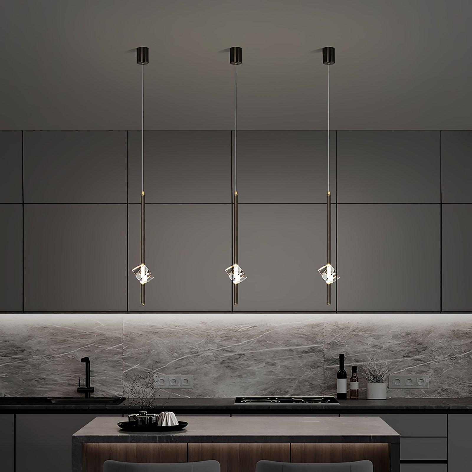 Modern Crystal LED Pendant Light - Elegant Hanging Chandelier for Dining Room, Kitchen Island & Bedroom Lighting - Energy Efficient Dimmable Ceiling Lamp