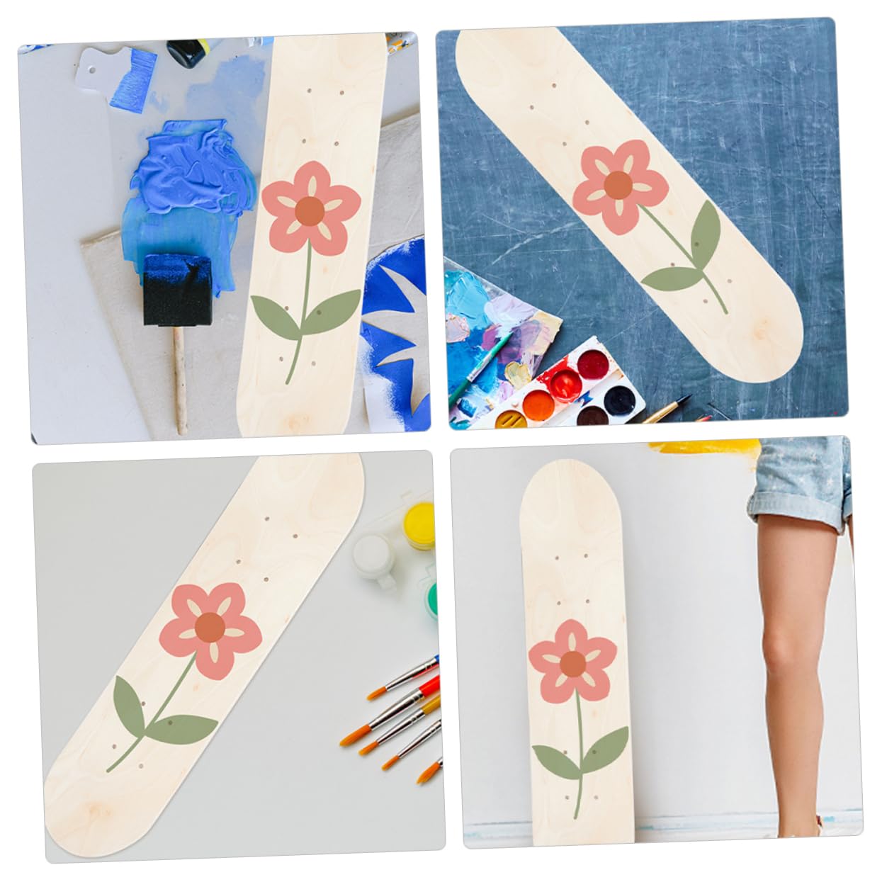 Beginner Kid Skateboard - Hand-Painted Unfinished 7-Ply Maple Wood Deck for DIY Customization | Perfect for Children's First Skateboard, Graffiti Art Projects & Longboard Decks | Great for Birthday Gifts, Skate Park Practice & Creative DIY Activities