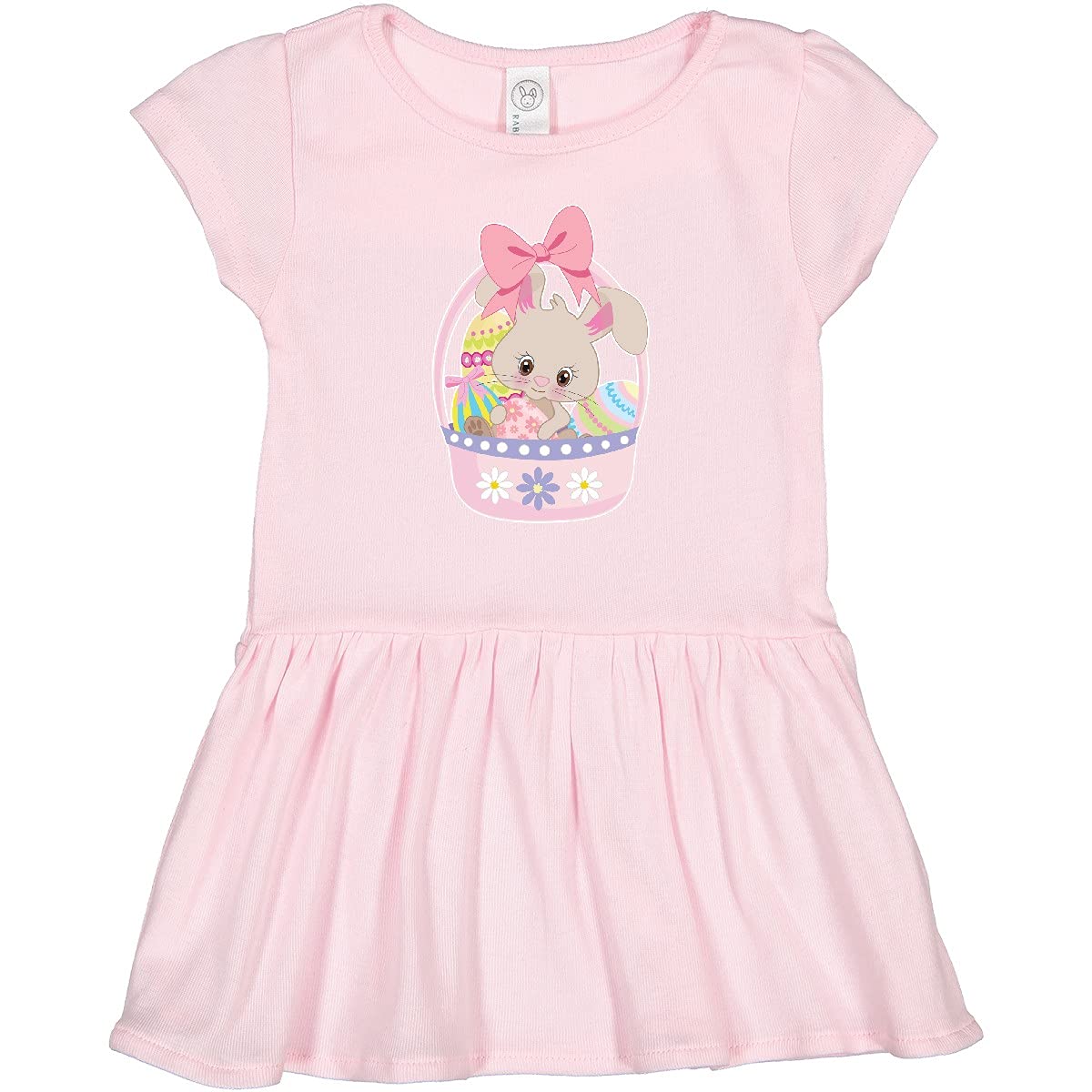 Inktastic Easter Bunny in Easter Basket with Eggs Toddler Dress - Cute Easter Outfit for Baby Girls & Boys, Soft Cotton Kids Clothing for Easter Sunday, Egg Hunt & Spring Celebrations