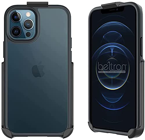 iPhone 12 Pro Max Belt Clip Case - Slim Clear Protective Cover with Rotating Holster & Built-in Kickstand | 6.7 Inch Transparent Full Body Protection | Perfect for Outdoor Work, Hiking, and Hands-Free Convenience