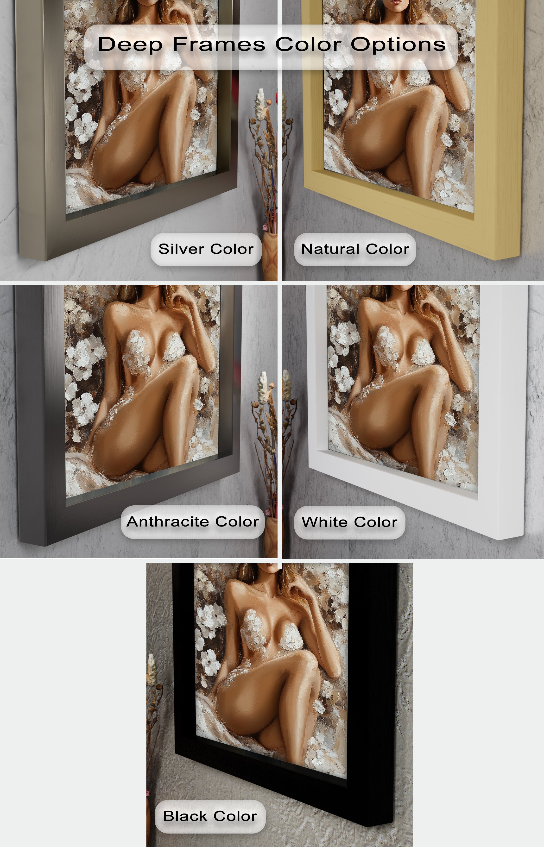 Blossom Muse Romantic Nude Oil Painting - Handmade Canvas Art for Home Decor, Bedroom & Living Room Wall Art